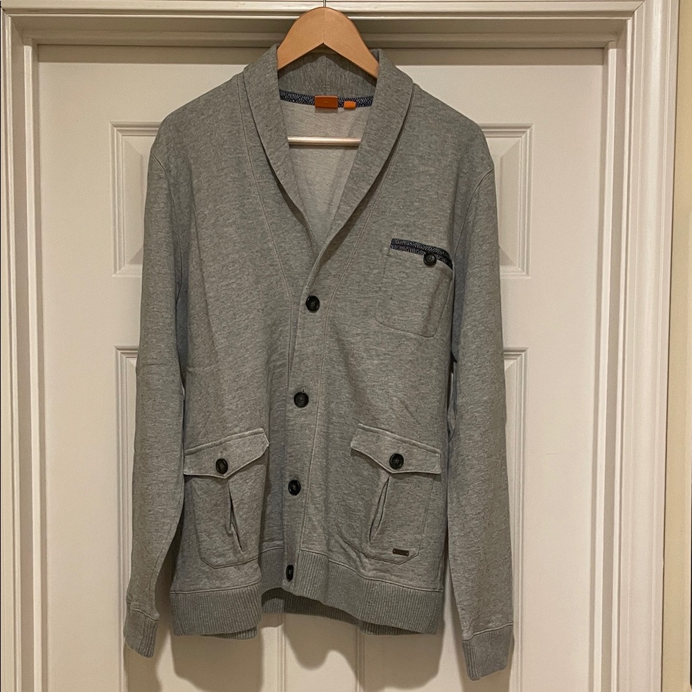 BOSS ORANGE Gray Men's Cardigan Sweater
